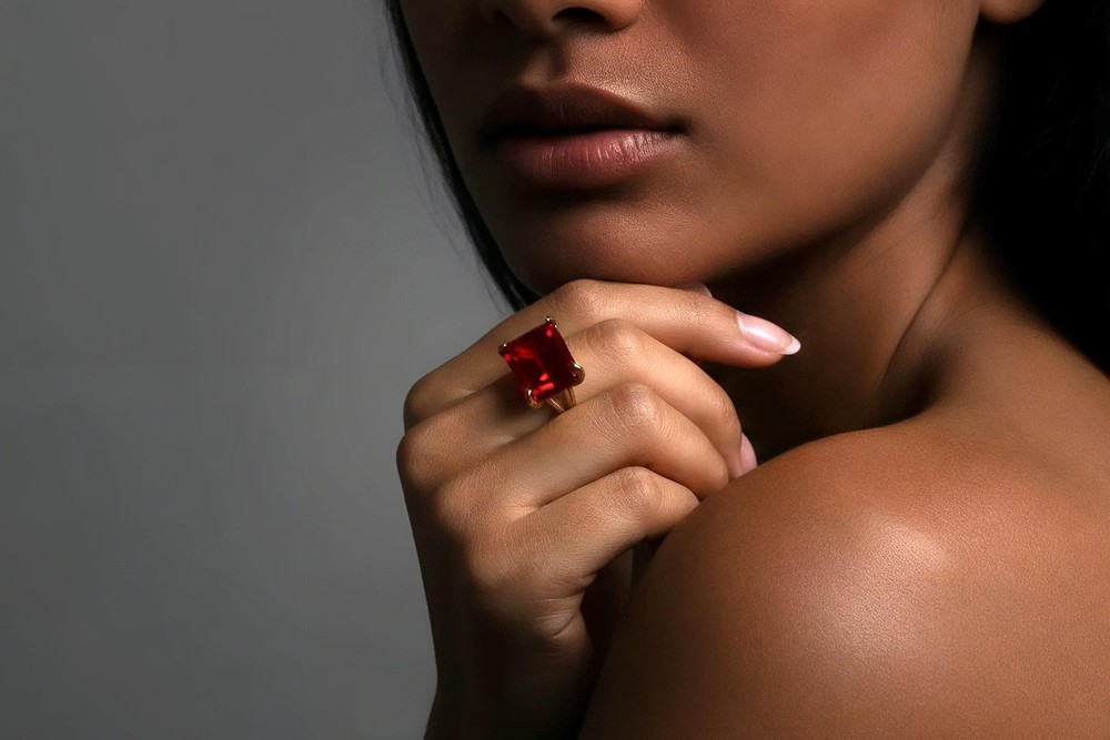 14k Gold Ruby Ring Rectangle Cut Handcrafted July Birthstone Jewelry