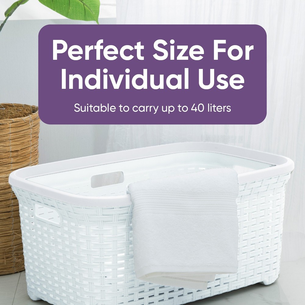 Superio Wicker Laundry Basket 2-Pack, White
