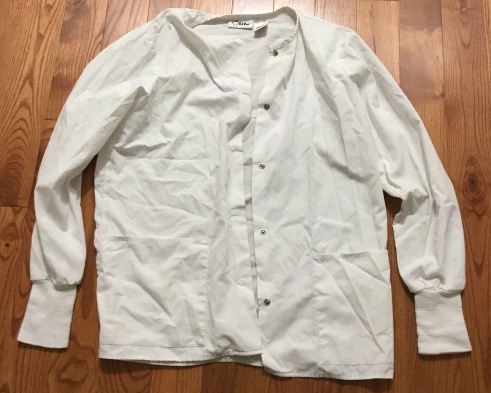SCRUB LAB COAT WHITE SIZE SMALL
