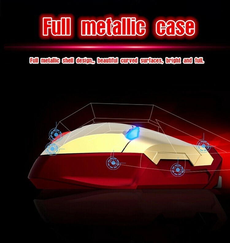 Wireless mouse for Iron man appearance computer games mouse(Silver)