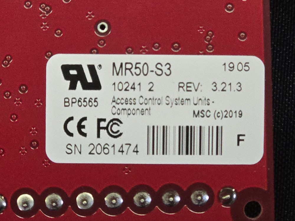 Mercury MR50-S3 Single Card Reader Interface Panel