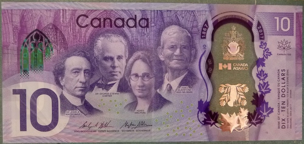 CANADA 10 DOLLARS  COMMEMORATIVE NOTE FROM 2017,  POLYMER PLASTIC