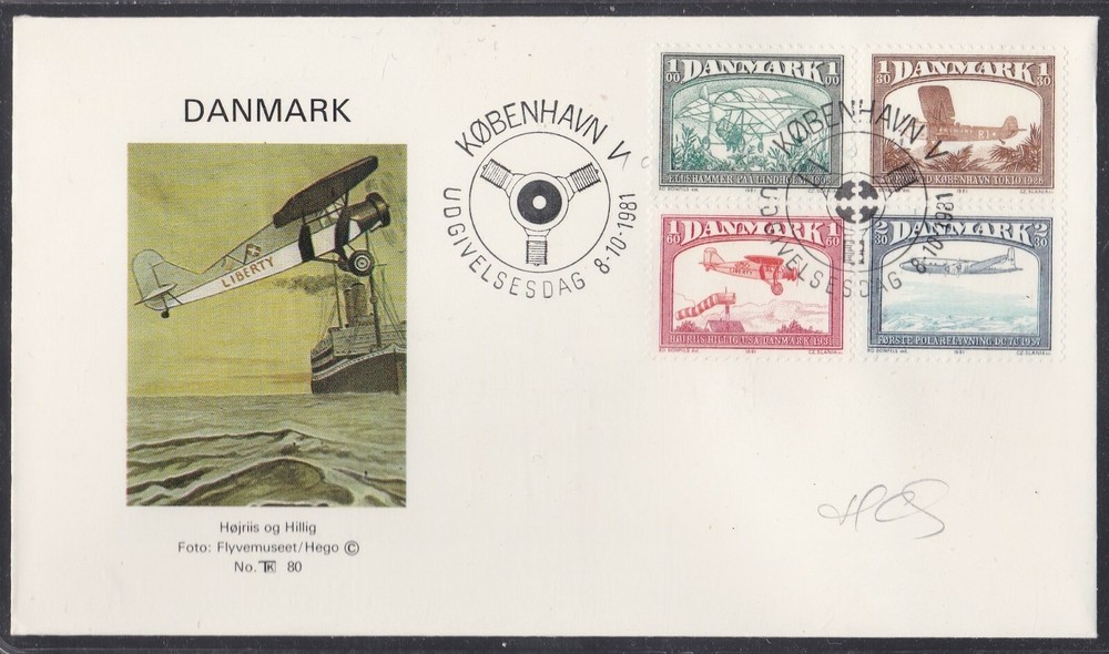 DENMARK 1981 4 FIRST DAY COVERS PLANES