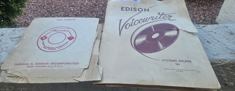 Thomas Edison Voicewriter Ruby Red Translucent Diamond Disc...Says Unused