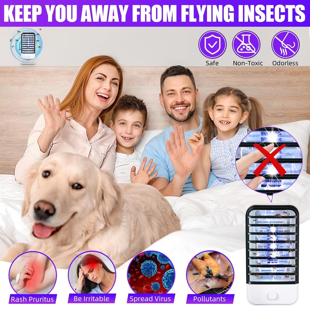 Plug in Bug Zapper Indoor Flying Insect Trap, Electronic Black