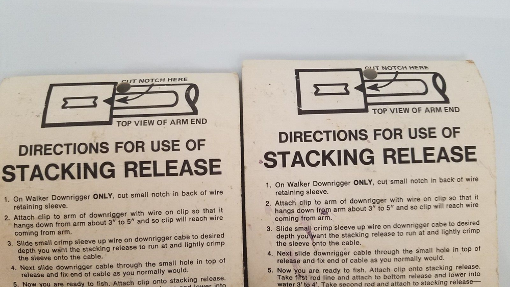 2 Walker stacking downrigger releases