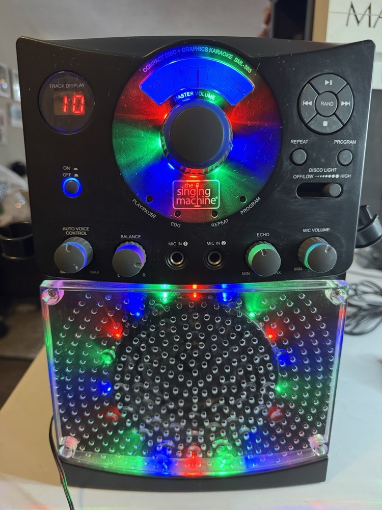 The Singing Machine SML385 Karaoke System Cd Player Speaker Microphone Holders