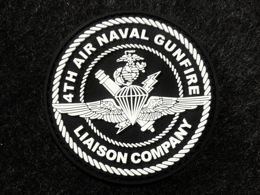 4th ANGLICO Black & White PVC Patch | Hook-and-Loop Morale Patch | USMC