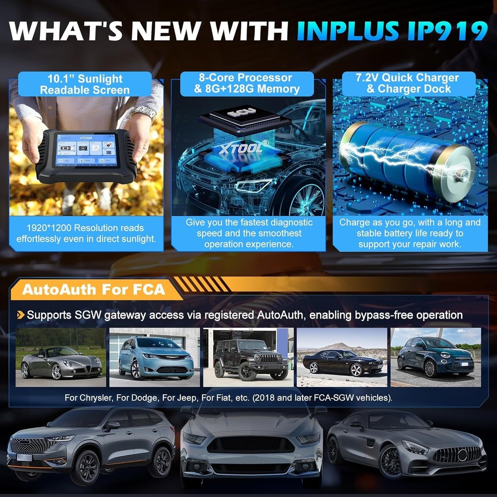 2025 XTOOL IP919 Auto Diagnostic Tool Bi-Directional 51+ Service Key Programmer