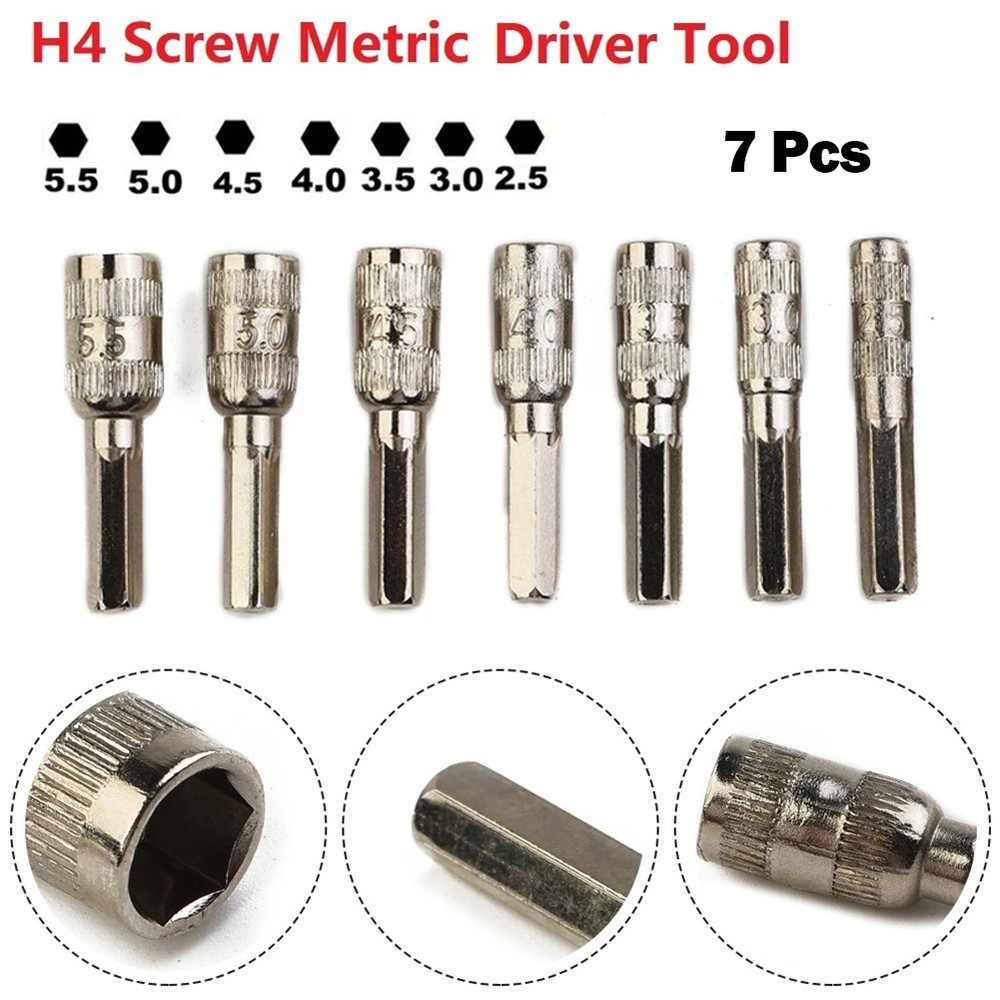 Hex Socket Hex Shank Driver 7Pcs/Set H4(3/25") Hand Tools Hexagonal Shank