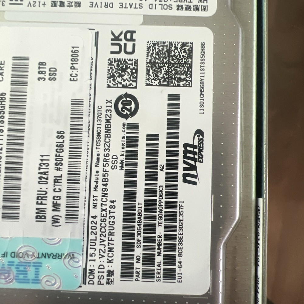 IBM storage 02AT311 3.8TB 2.5" SSD Solid State Drive TYPE C74-42