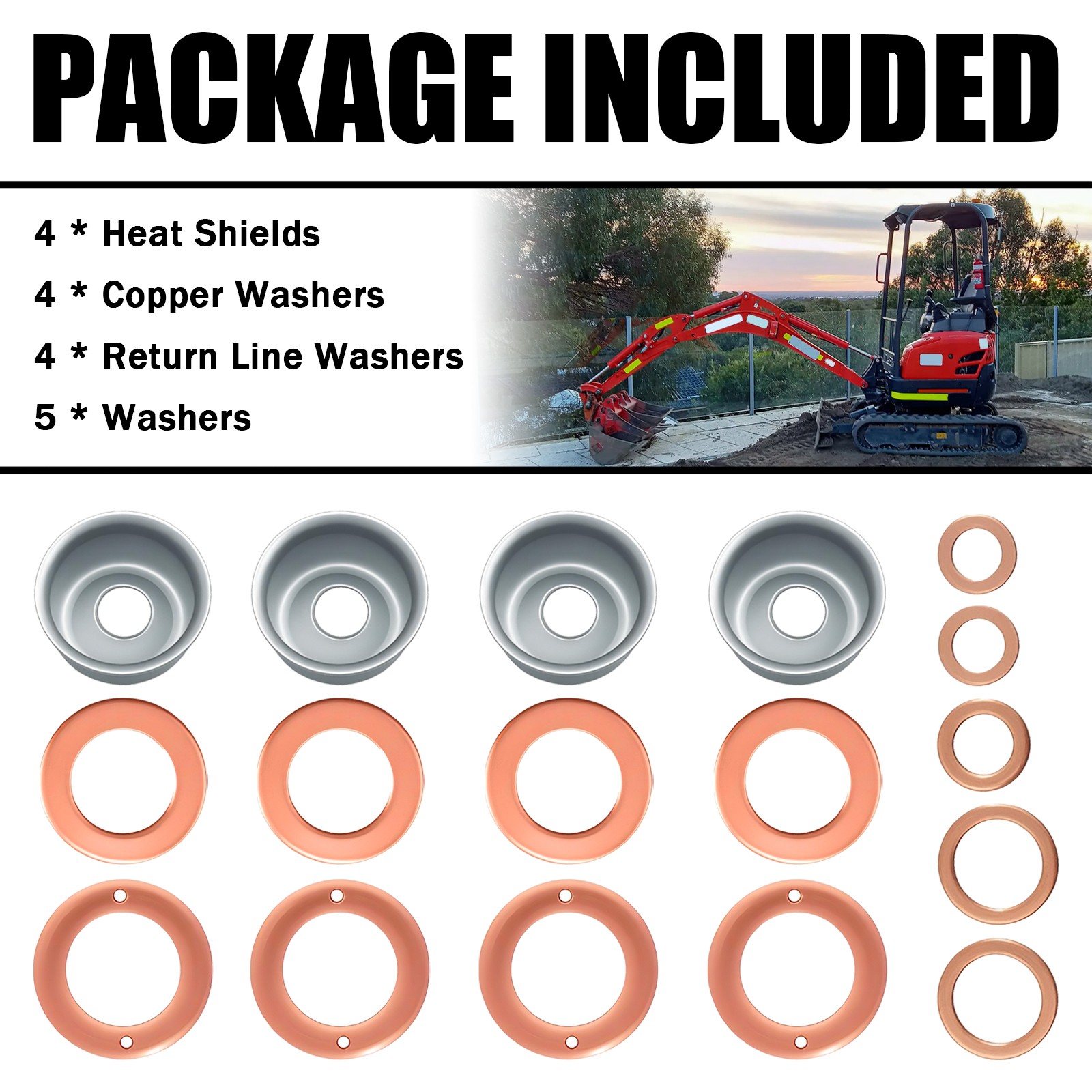 New Injector Seal Kit for Kubota V2203 V2403 V1902 V1702 V1505 19077-53650 4 CYL