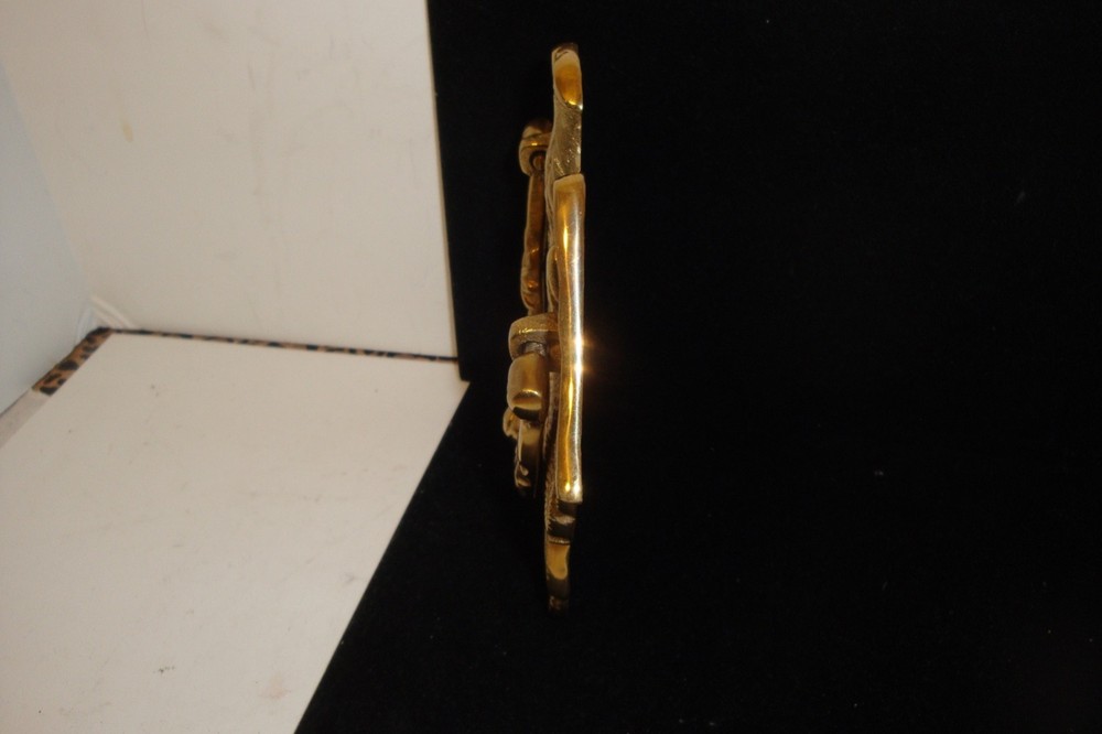 Solid Brass Eagle over flag emblem door knocker without screws