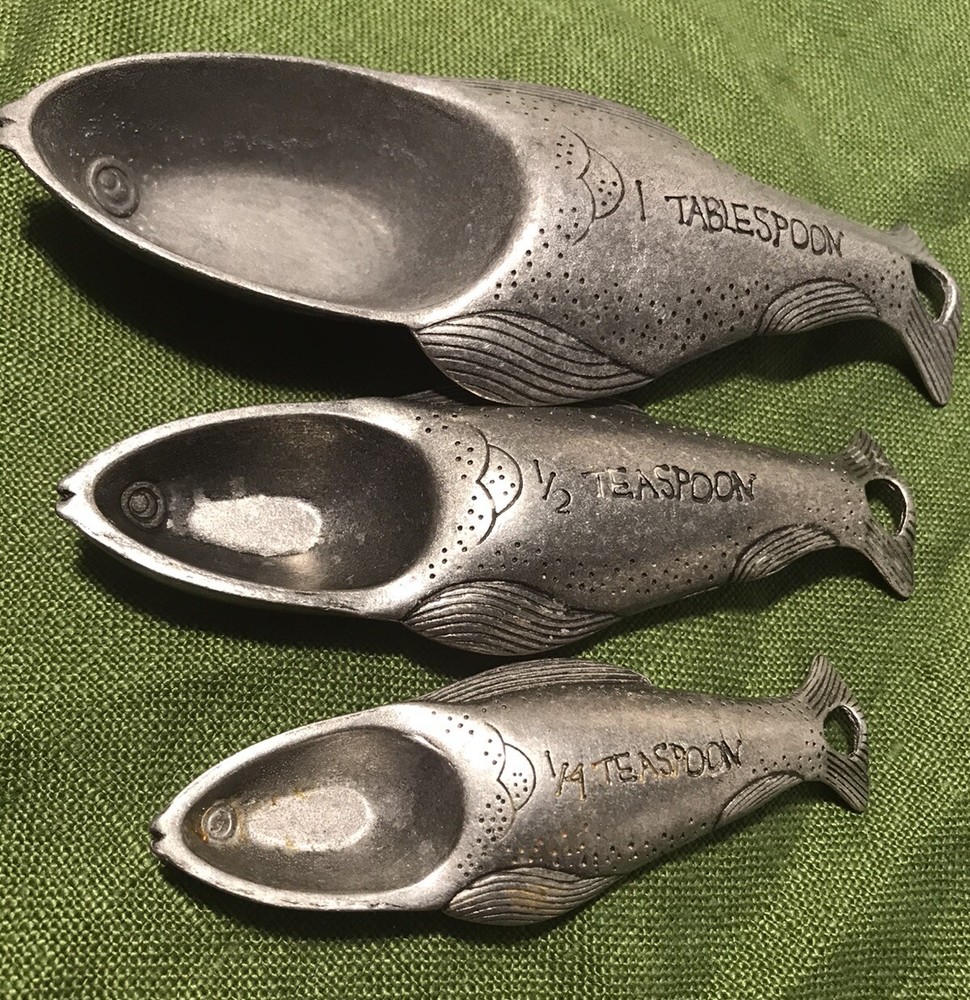 Fish Shaped Pewter Measuring Spoon Set - Bottle Openers