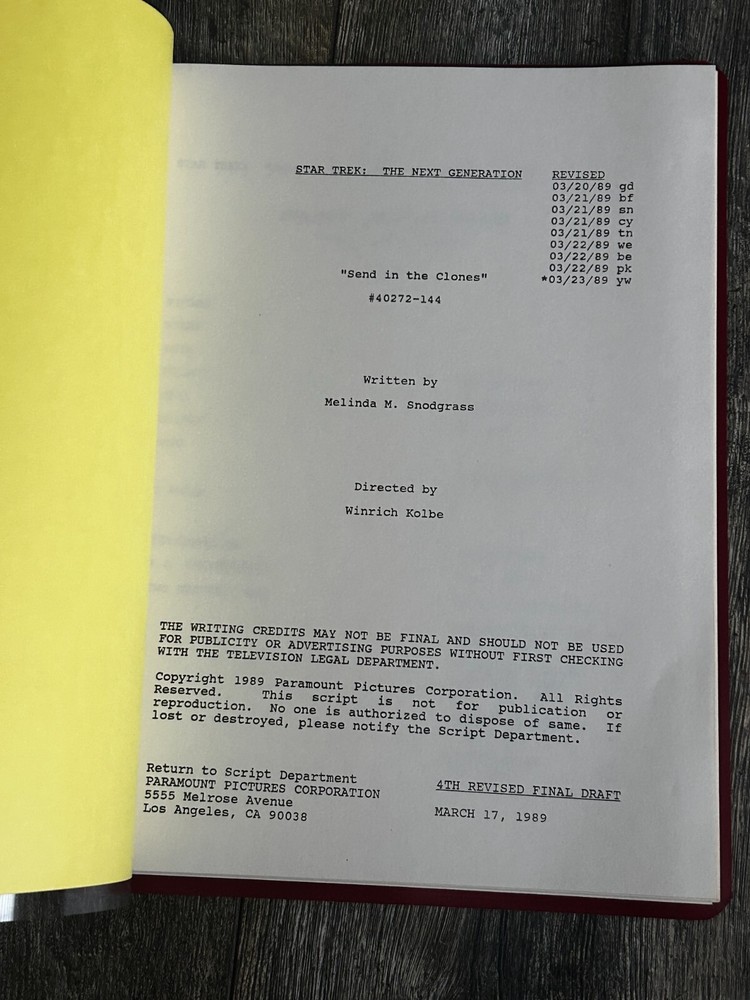 STAR TREK Script The Next Generation Up The Long Ladder 4th Revised Final Draft