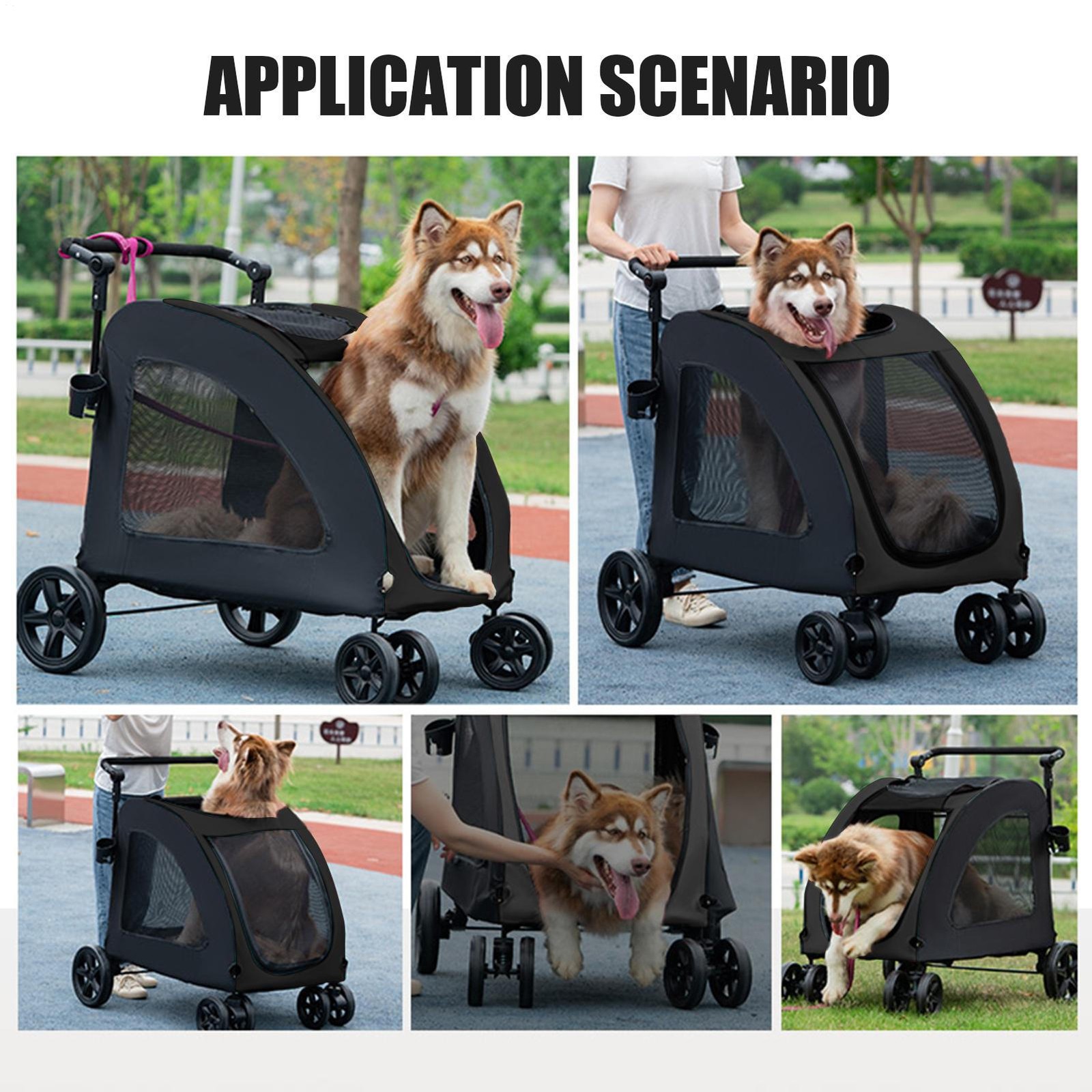Foldable XX-Large Dog Mobile Stroller Pet Carriage Cart Jogger Holds Up To 220lb