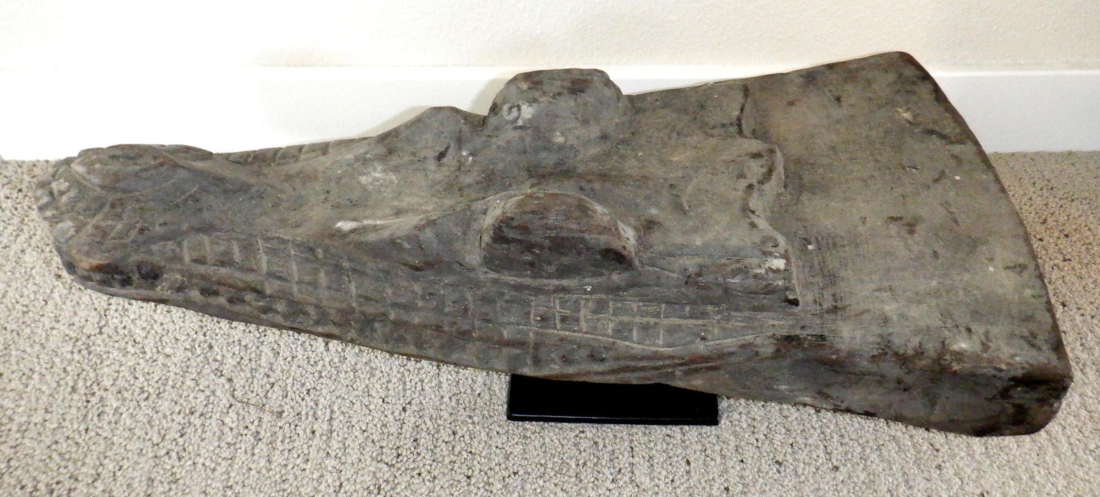 Sepik River Papua New Guinea Carved Canoe Prow, 20 inch on metal stand