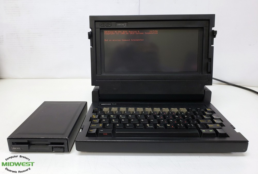Vintage GRiD GRiDCASE 3 Plus Laptop Computer w/ External 3.5" Floppy Drive