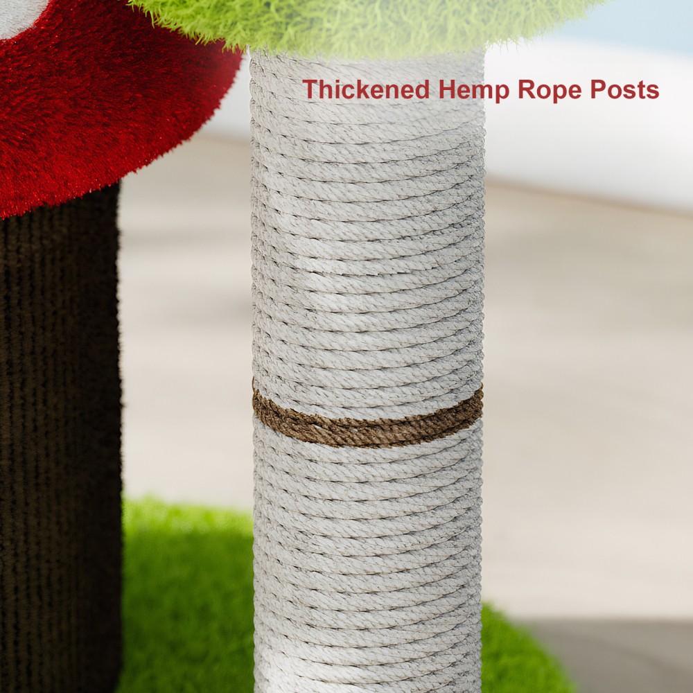 30.7" Mushroom Cat Tree – with Sisal Scratching Posts & Hideaway for Multi-Cat