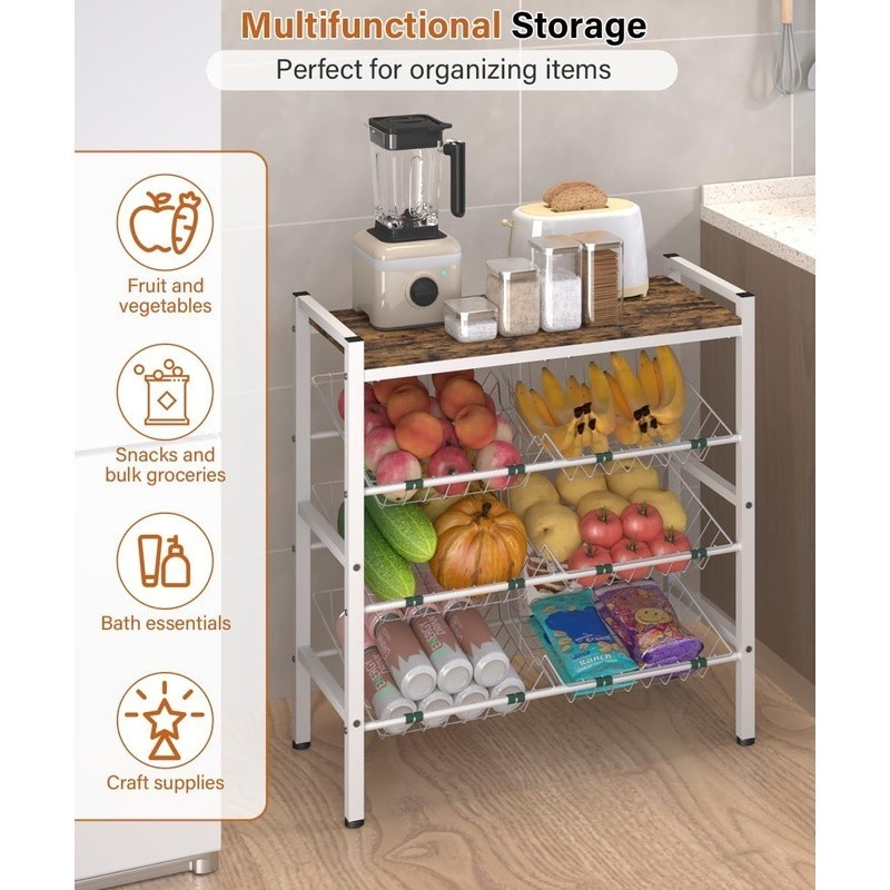 Kitchen Storage Rack Multi-Functional Snack Display Sturdy Removable Baskets New