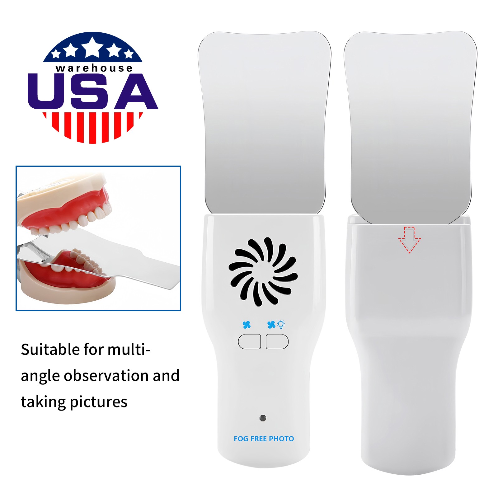 Dental Occlusal Mirror Fog Free LED Oral Intra Photo System 4 Mirrors Anti-Fog