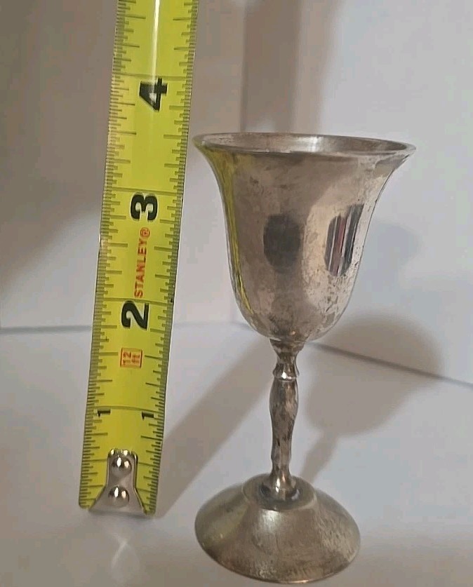 6 Vintage E.P.N.S. Silver Plated Wine Goblets, 3 1/2"Tall.