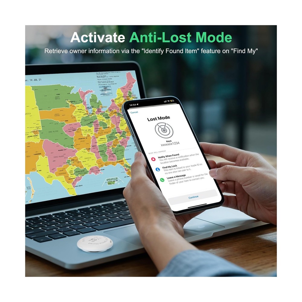 Air Tracker Tag Works with Apple Find My (iOS Only) Includes Replaceable Batt...