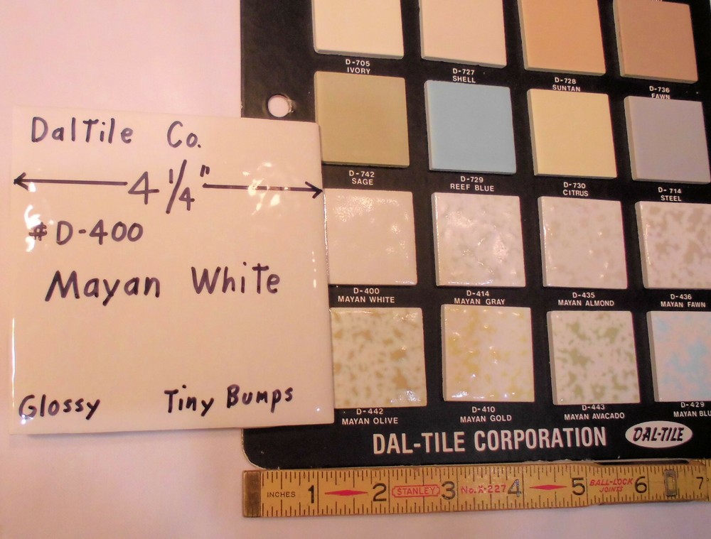 1 pc. Mayan White: Glossy Ceramic Tile by Daltile 4-1/4" Tiny Bumpy, Dimple NEW