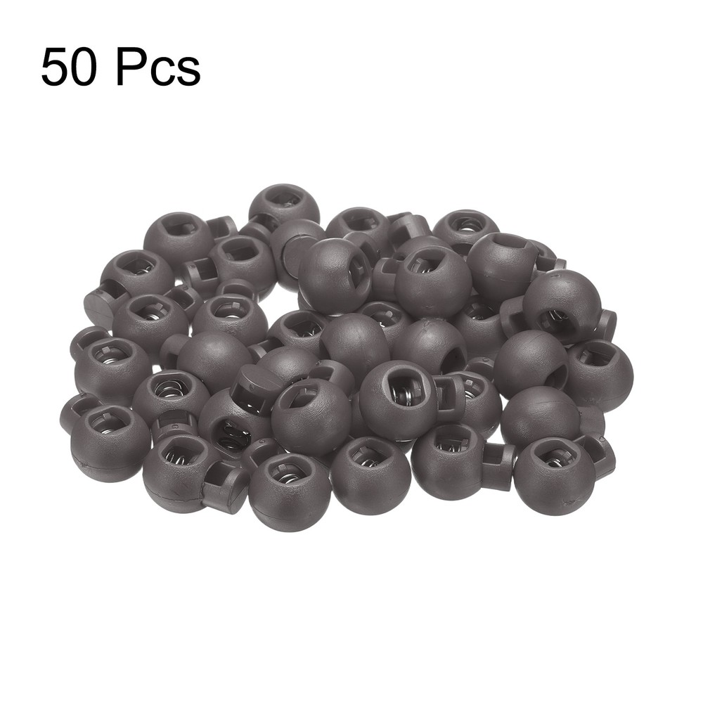 50pcs Cord Lock Single Hole Spring Toggle Stopper for Drawstring, Gray