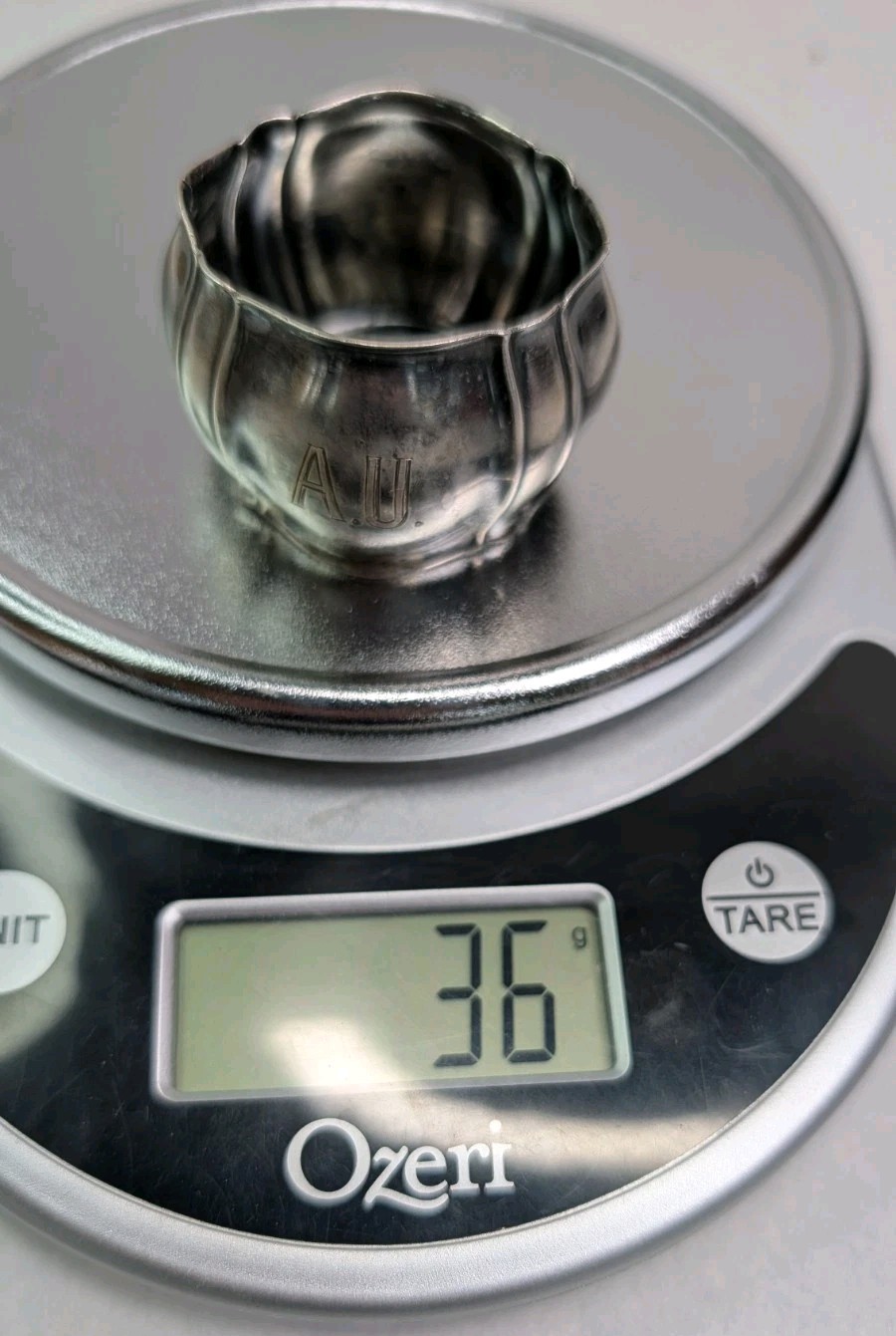 835 German Silver Napkin Ring Wilhelm Binder 36 Grams AU Monogram