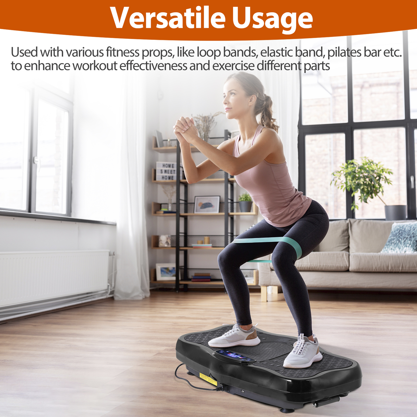 Vibration Plate Whole Body Vibration Platform Exercise Machine w/Bluetooth Black