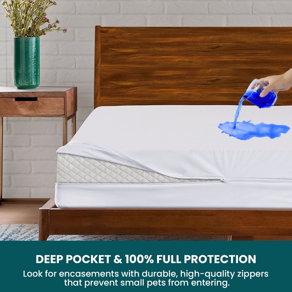 Mattress Encasement Waterproof Protector Zippered Deep Pocket Bed Bug Protector
