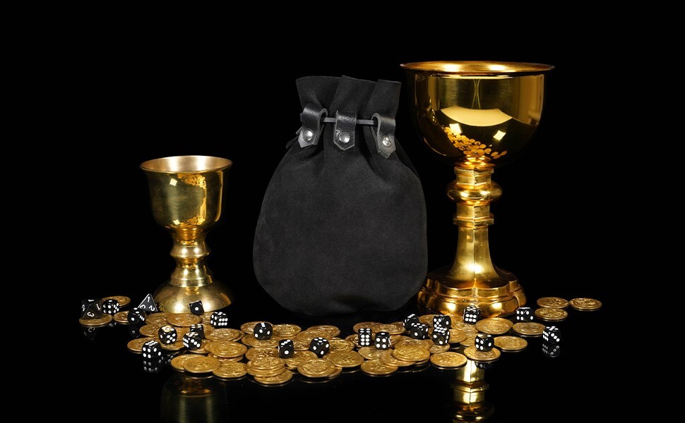 Medieval Drawstring Belt Pouch Renaissance Jewelry Bag Costume Accessory Black