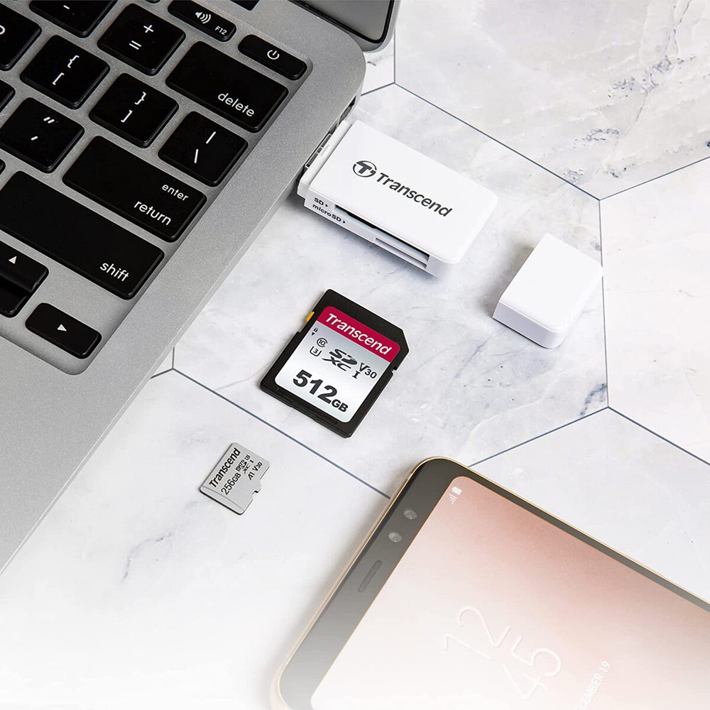 Transcend USB 3.0 Card Reader, White, SD, microSD #TSRDF5W