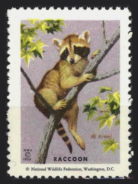 National Wildlife Federation Stamp - 1959 MNH - Raccoon