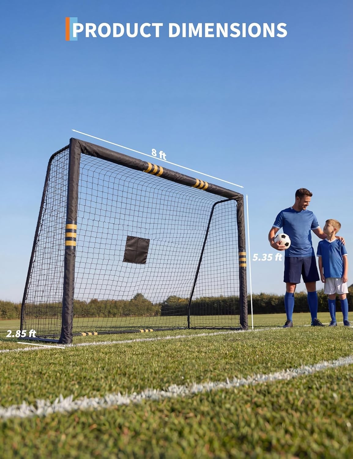 8x5.3Ft Backyard Soccer Goal W/ Metal Frame & Padded Posts Weather-Resistant Net
