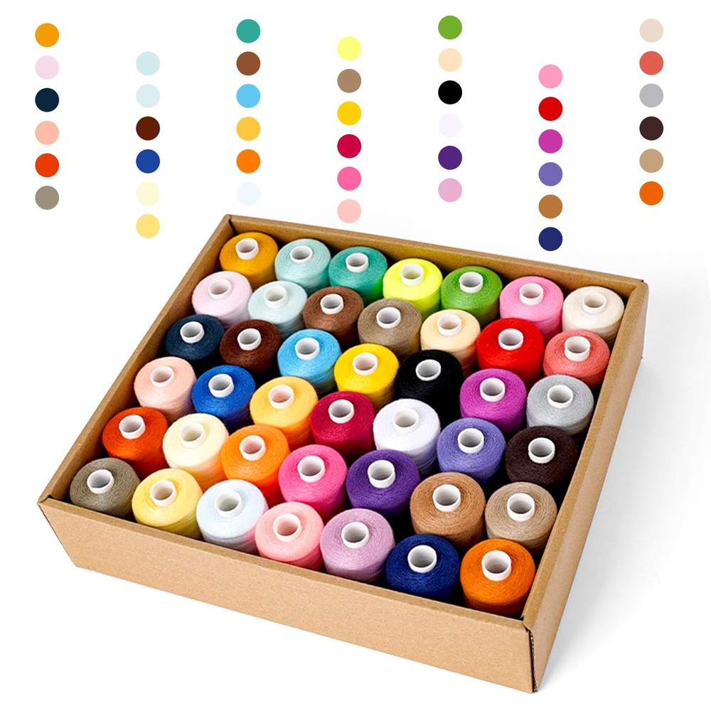 42 Spools All Purpose Sewing Thread 1000 Yards, Bobbin Polyester Thread for S...