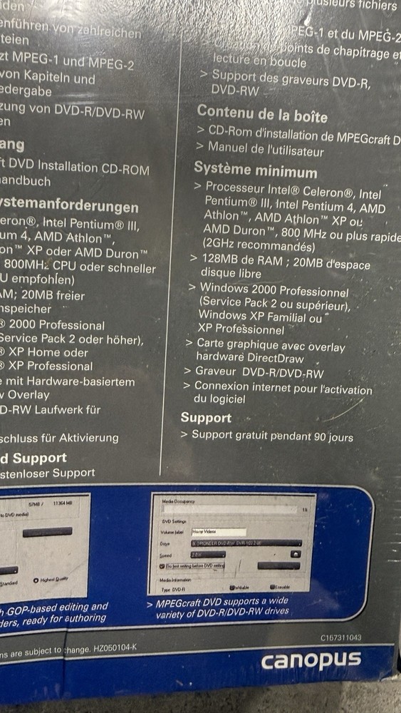 Canopus Software, Mpeg CraftDVD - New Vintage Software - Shrink Wrapped