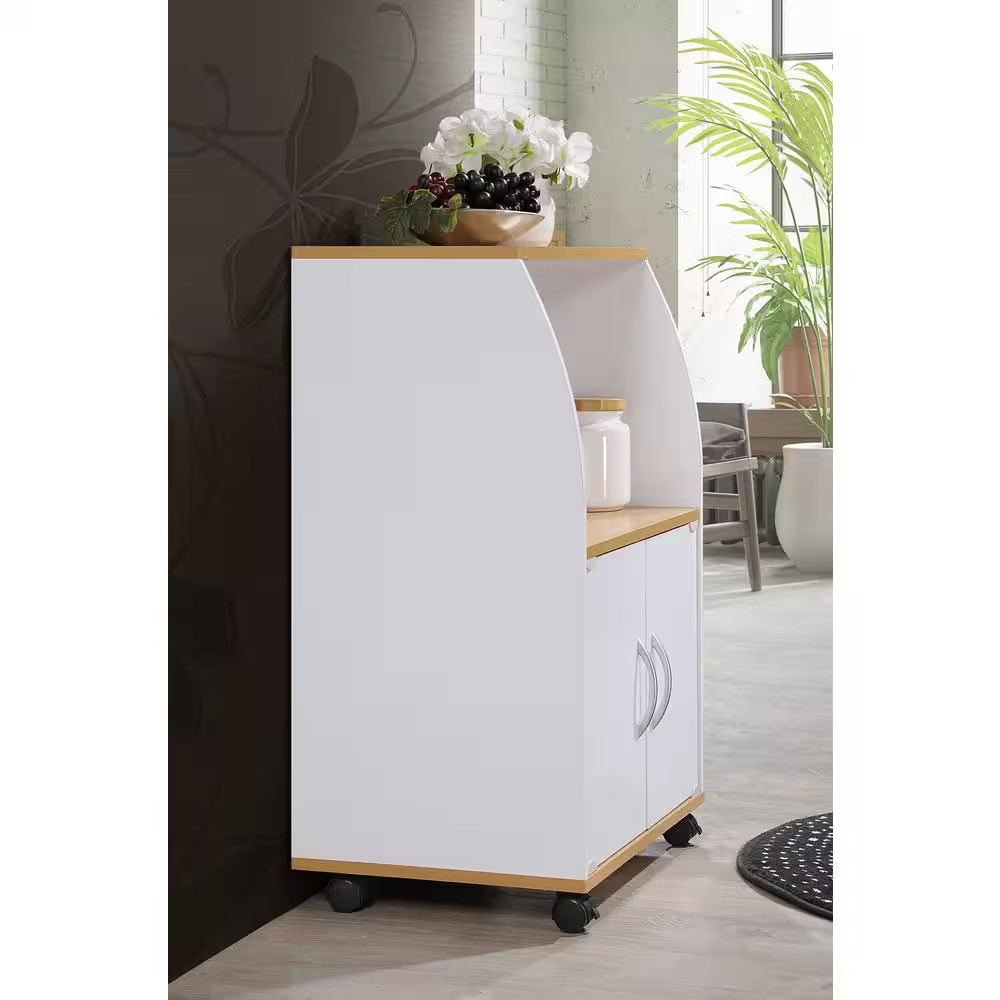 White Microwave Cart with Storage