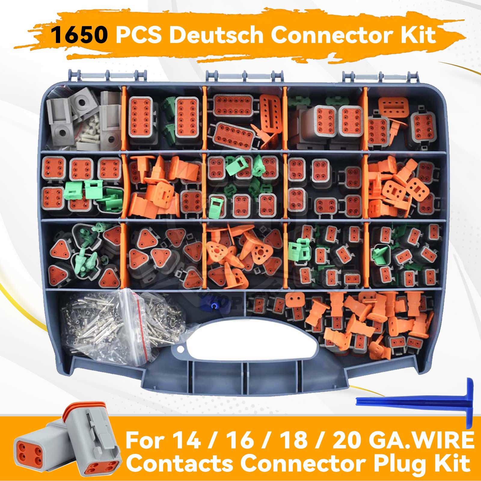 1650PCS Genuine Deutsch Connector Kit Stamped Contacts For 14,16,18,20 GA.WIRE
