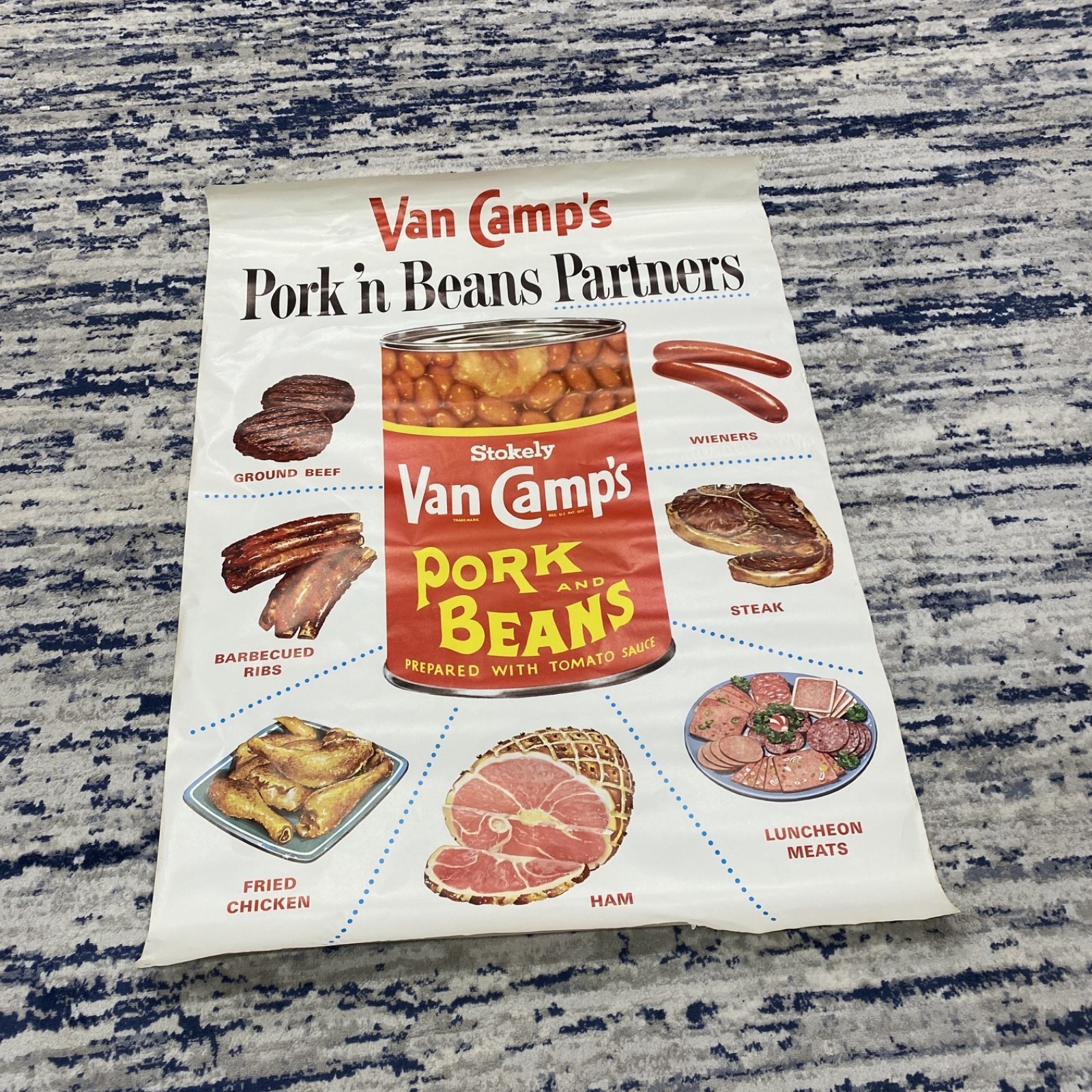 Vintage Grocery Store Advertising Display 58x42 Poster Van Camp's Pork and Beans