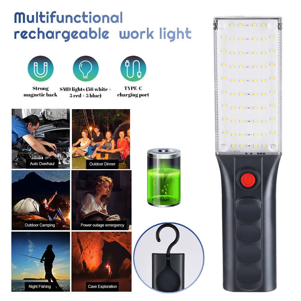 Magnetic Flashlight LED Rechargeable Work Light Multi FlashLight With Hook