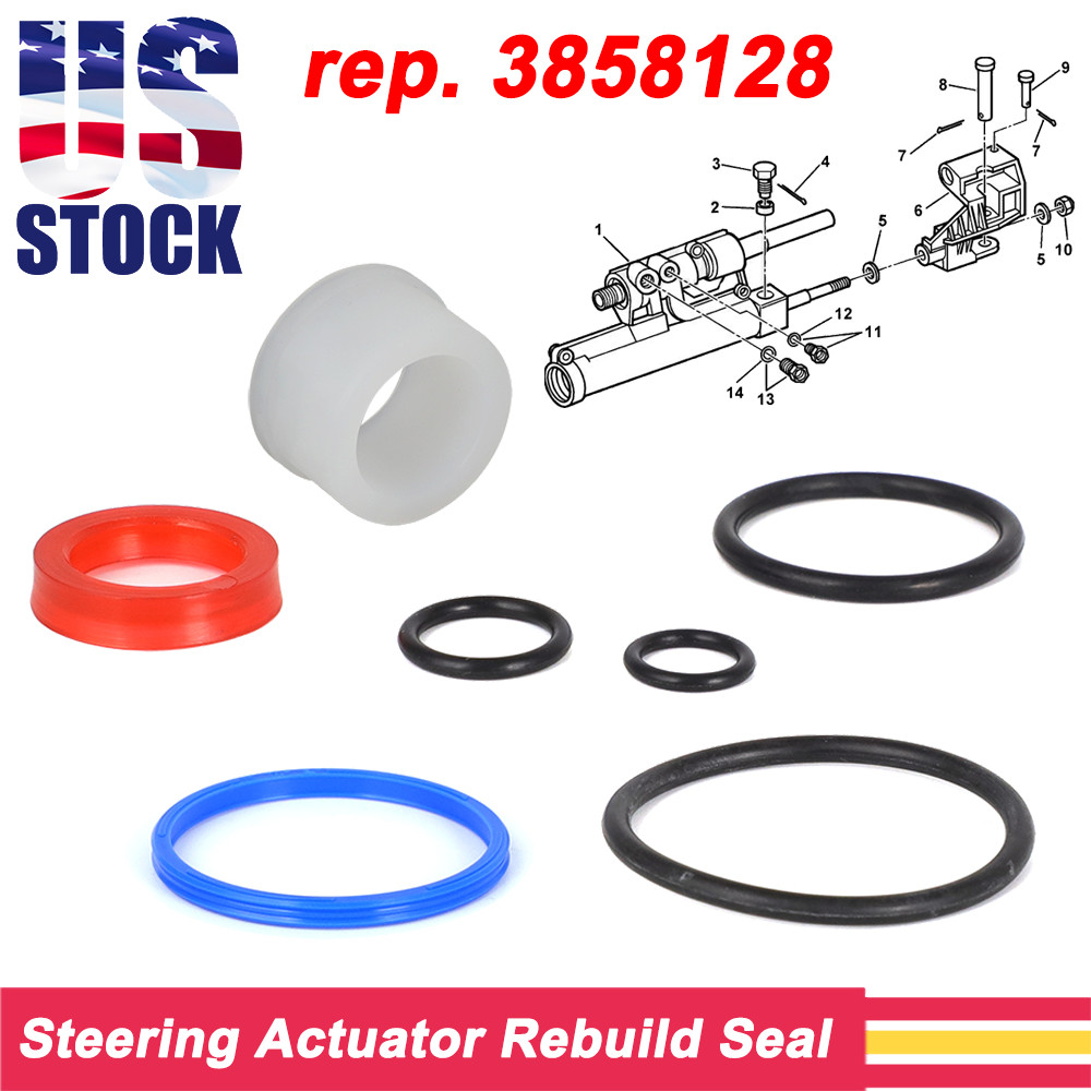 For Volvo Penta 3858128 SX Steering Actuator Rebuild Seal Kit with Piston Ring