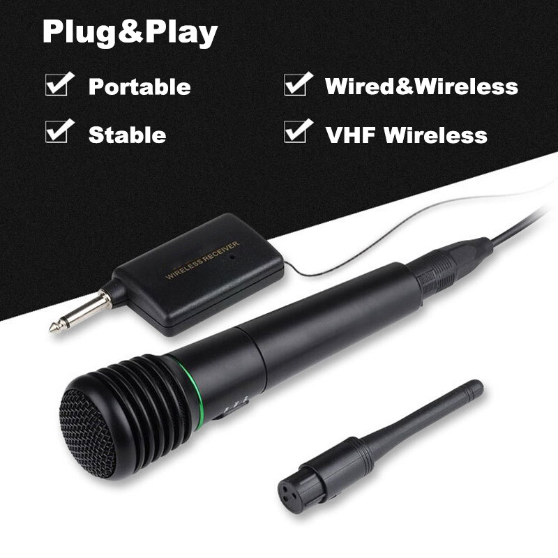 2in1 Wired Wireless Handheld DJ/SPEAKER Microphone Mic Receiver Cordless System