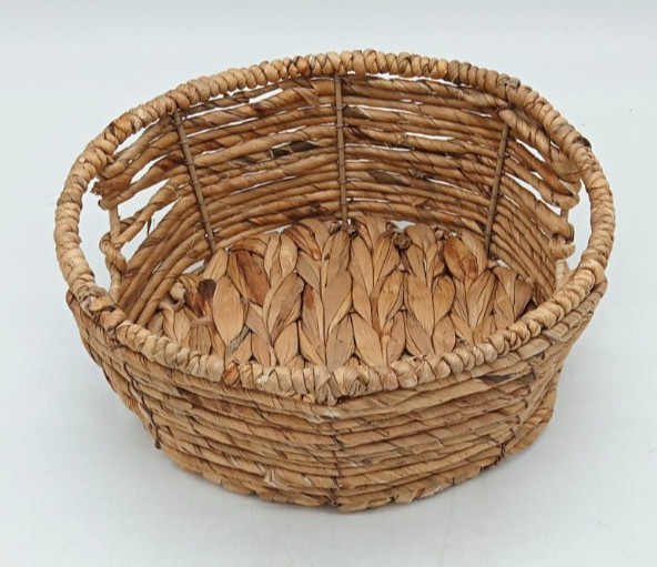 Round Water Hyacinth Woven Decorative Storage Basket 10"