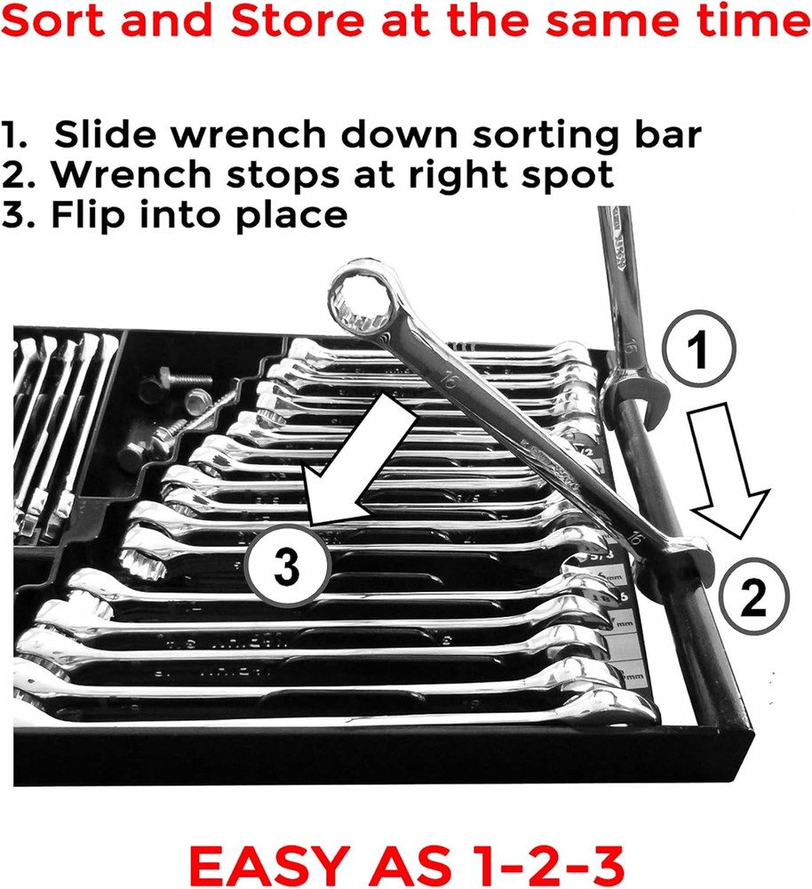 Black Wrench Organizer – Tool Storage Rack Holder