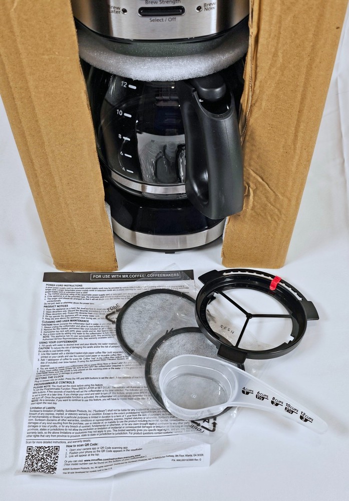 NEW Open Box Mr Coffee 12 Cup Programmable Coffee Maker Rapid Brew Stainless
