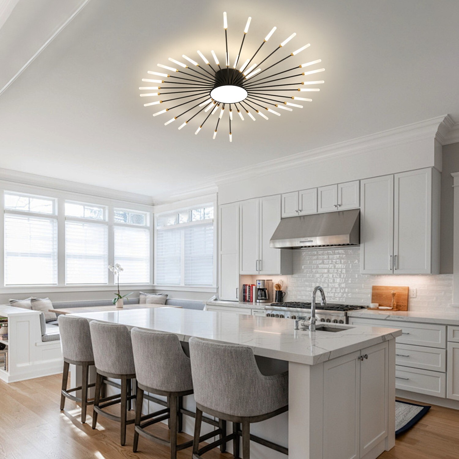 42-Light Fireworks Ceiling Light Modern LED Flush Mount Dimmable APP Remote