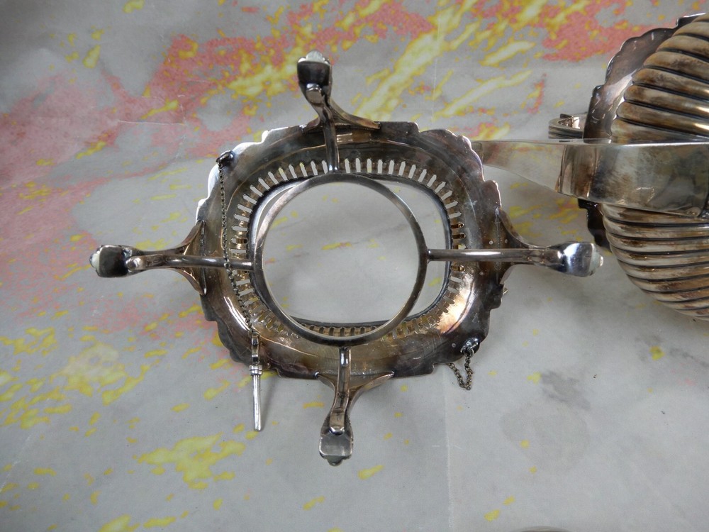 Vintage William Hutton & Sons Ltd Silverplate Sheffield Teapot w/Heating Stand