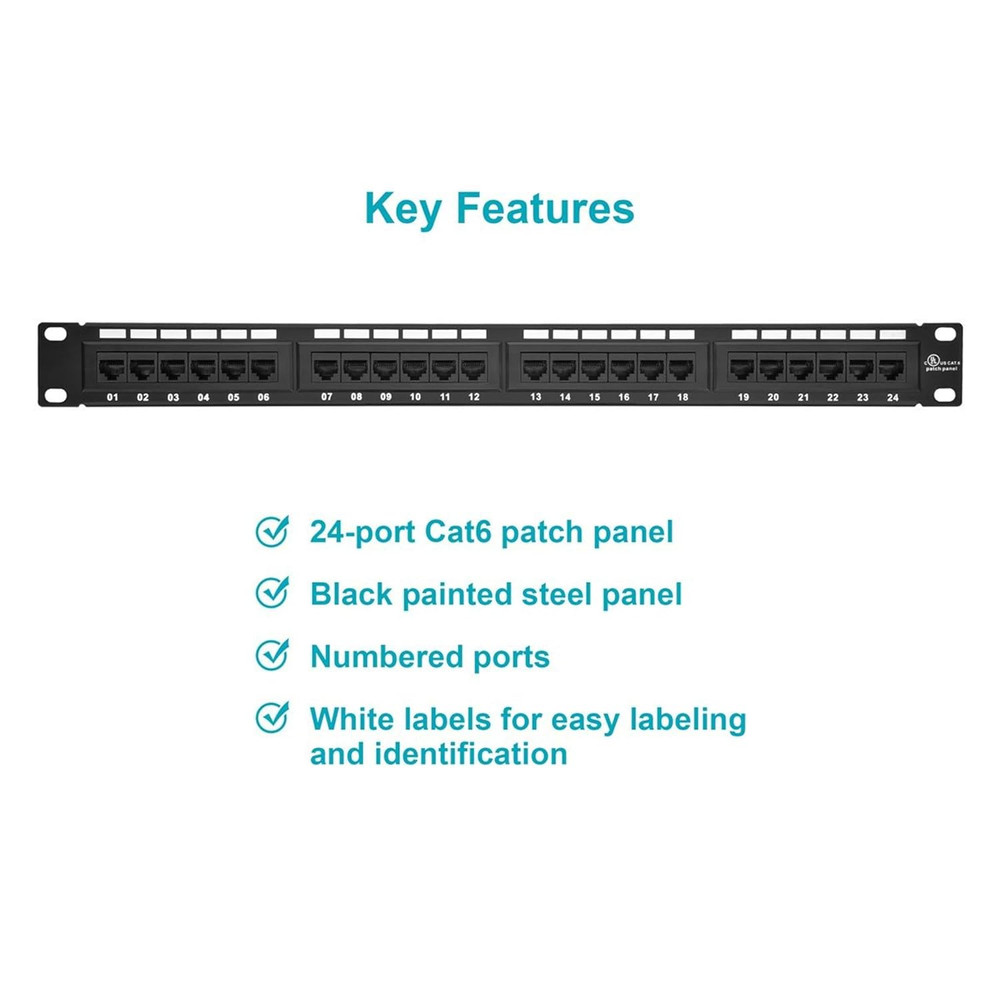 UTP Cat6 Patch Panel, 24 Port, Network Connection Management